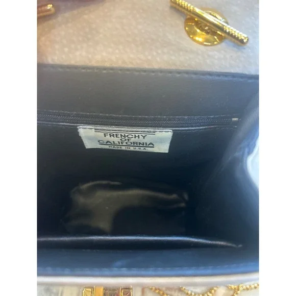 A vintage Frenchy of California cream leather shoulder bag with gold chain. - Picture 10 of 10